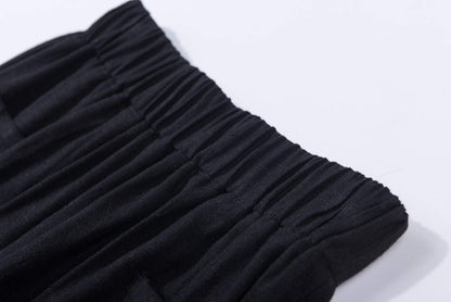 black long linen pants with pocket C1263