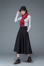 Load image into Gallery viewer, Black skirt, wool skirt, winter skirt, warm skirt, long skirt, black wool skirt, winter warm skirt, long wool skirt, pockets skirt C1182
