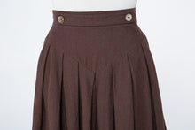 Load image into Gallery viewer, Brown A Line Midi Linen Skirt C1064#
