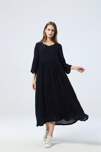 Oversized linen dress, Blue linen dress, maxi linen dress, womens dress, linen dress, linen casual dress, long linen dress C1345