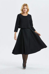Black wool skirt, maxi skirt, winter custom skirt, midi skirt, woman skirt, womens skirt, warm winter skirt, warm skirt, pleated skirt C1336