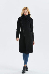 Asymmetrical Warm Winter Coat in Black C1327