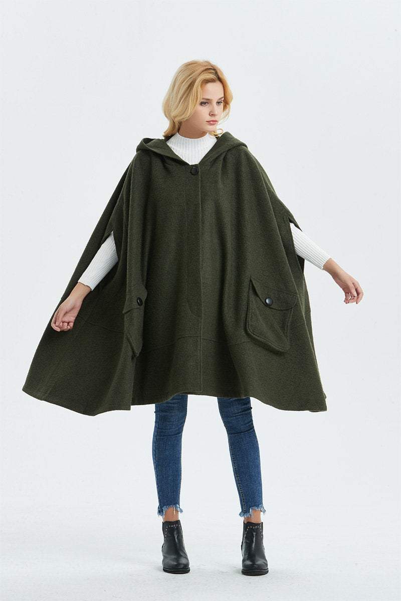 Women's wool cape coat for winter C1331