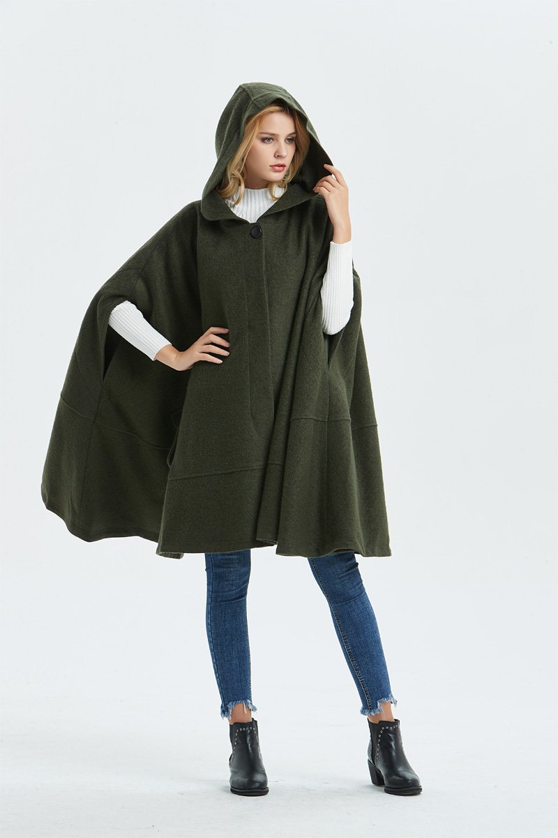 Women's wool cape coat for winter C1331