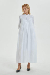 Linen dress, white linen dress, dress for women, maxi linen dress with pockets & buttons, oversized linen dress, linen causal dress C1272