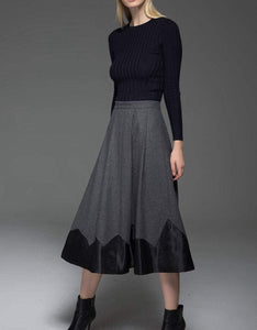 gray skirt, wool skirt, womens skirts, pleated skirt, winter skirt, long skirt, warm skirt, office skirt, gray wool skirt, work skirt C773