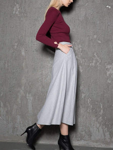 gray wool skirt, womens skirt, wool skirt, warm skirt, winter skirt, gray skirt, pleated skirt, womens wool skirt, Skirt with pockets  C737