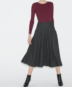 Gray skirt, wool skirt, midi skirt, womens skirt, warm skirt, winter skirt, gray wool skirt, warm winter skirt, womens wool skirt (C707)