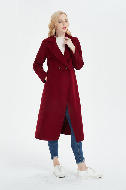 Red wool coat, winter coat, womens coat, long coat, wool coat, winter wool coat, womens wool coat, long wool coat, pockets coat C1356