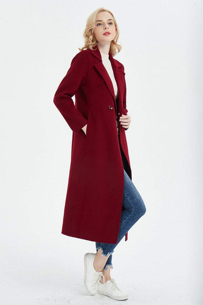 Red wool coat, winter coat, womens coat, long coat, wool coat, winter wool coat, womens wool coat, long wool coat, pockets coat C1356