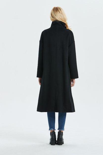 Black wool coat, Long coat, Warm winter coat, Belted coat, Womens coat, oversized coat, Loose coat, Plus size coat, black coat C1332