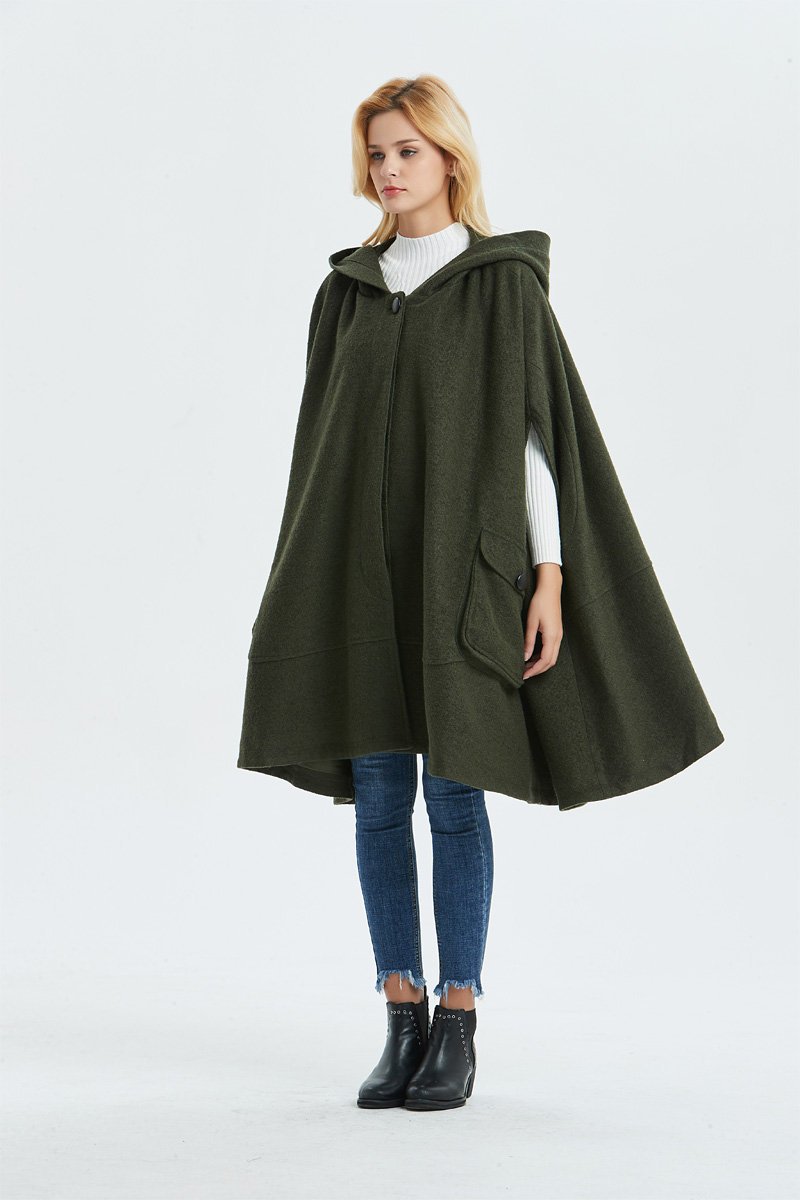 Women's wool cape coat for winter C1331