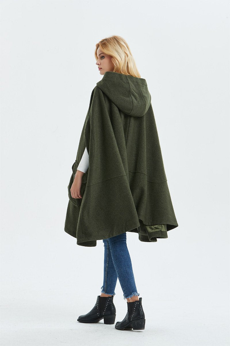 Women's wool cape coat for winter C1331