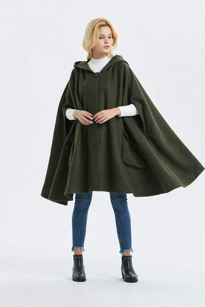 Women's wool cape coat for winter C1331