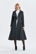 Load image into Gallery viewer, Gray wool coat, long coat, vintage coat, fit and flare coat, winter coat, womens coat, midi coat, warm coat, long wool coat C1339
