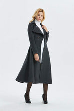 Load image into Gallery viewer, Gray wool coat, long coat, vintage coat, fit and flare coat, winter coat, womens coat, midi coat, warm coat, long wool coat C1339
