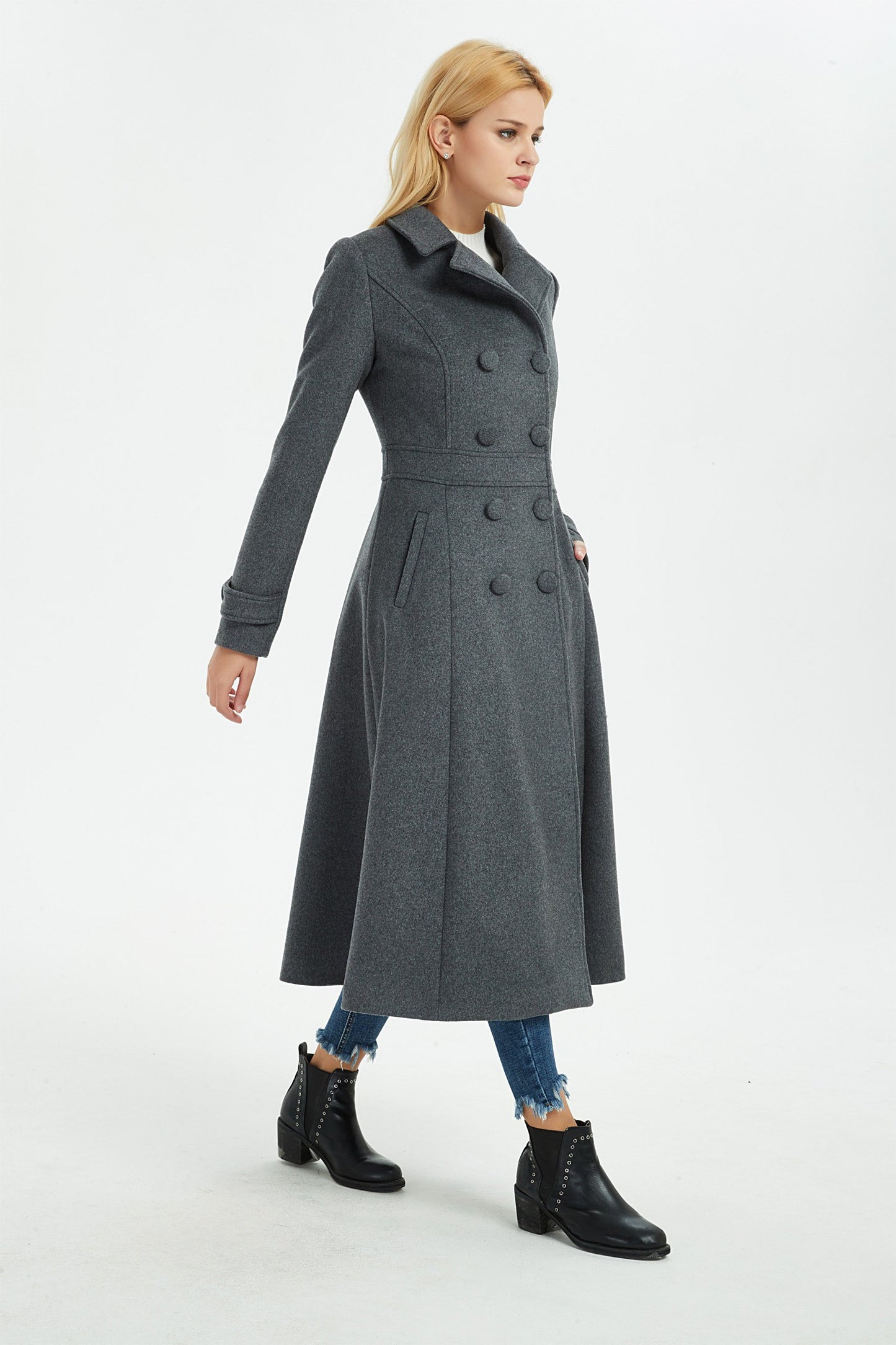 Gray winter wool coat, winter women coat, long gray wool coat, wool coat women, winter wool coat, warm coat, long warm coat C1369