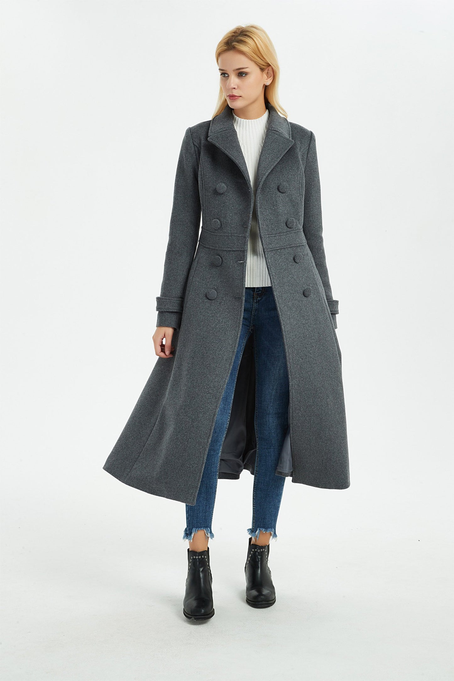 Gray winter wool coat, winter women coat, long gray wool coat, wool coat women, winter wool coat, warm coat, long warm coat C1369