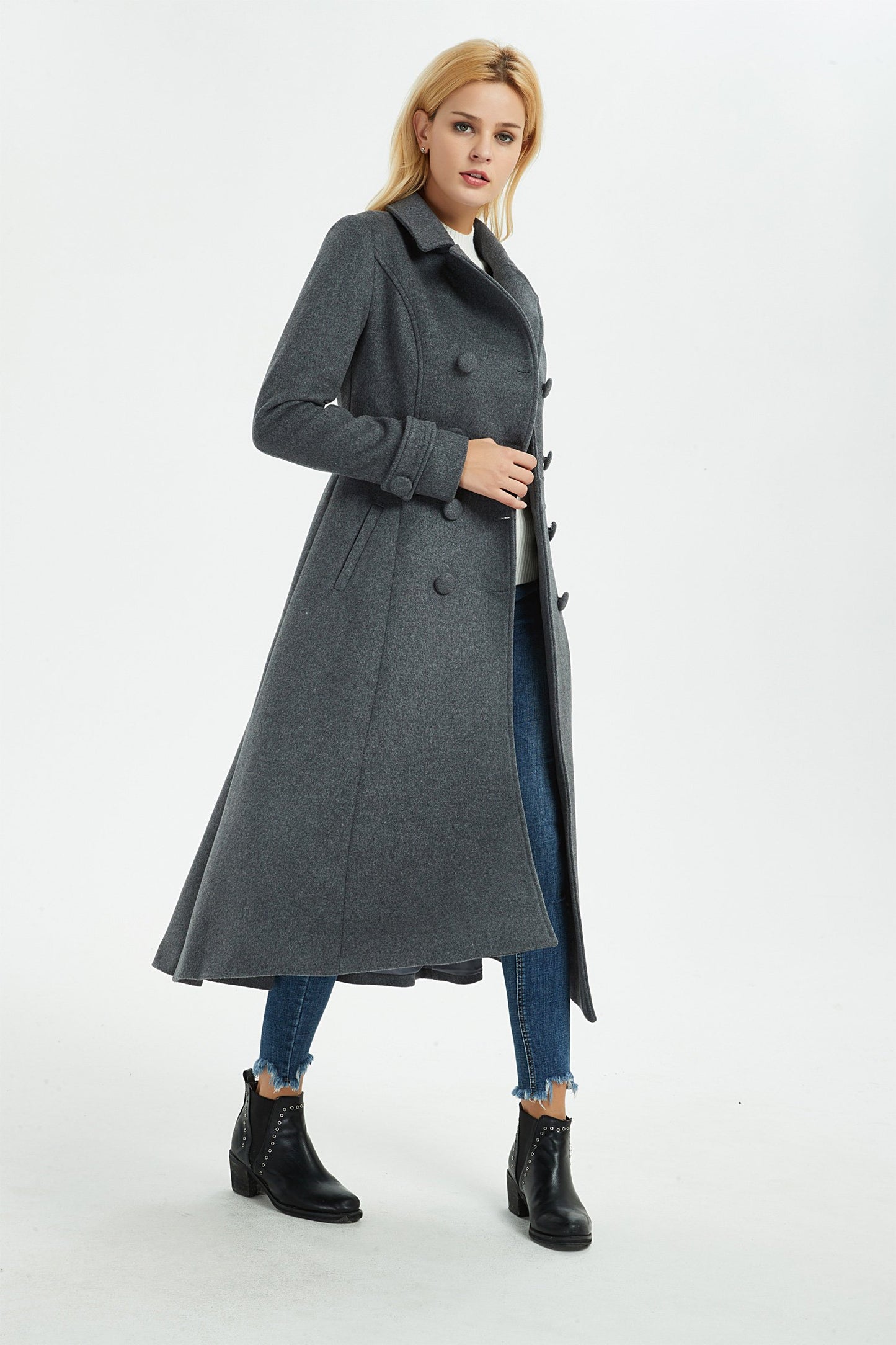 Gray winter wool coat, winter women coat, long gray wool coat, wool coat women, winter wool coat, warm coat, long warm coat C1369