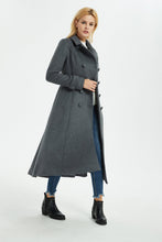 Load image into Gallery viewer, Gray winter wool coat, winter women coat, long gray wool coat, wool coat women, winter wool coat, warm coat, long warm coat C1369

