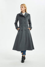 Load image into Gallery viewer, Gray winter wool coat, winter women coat, long gray wool coat, wool coat women, winter wool coat, warm coat, long warm coat C1369
