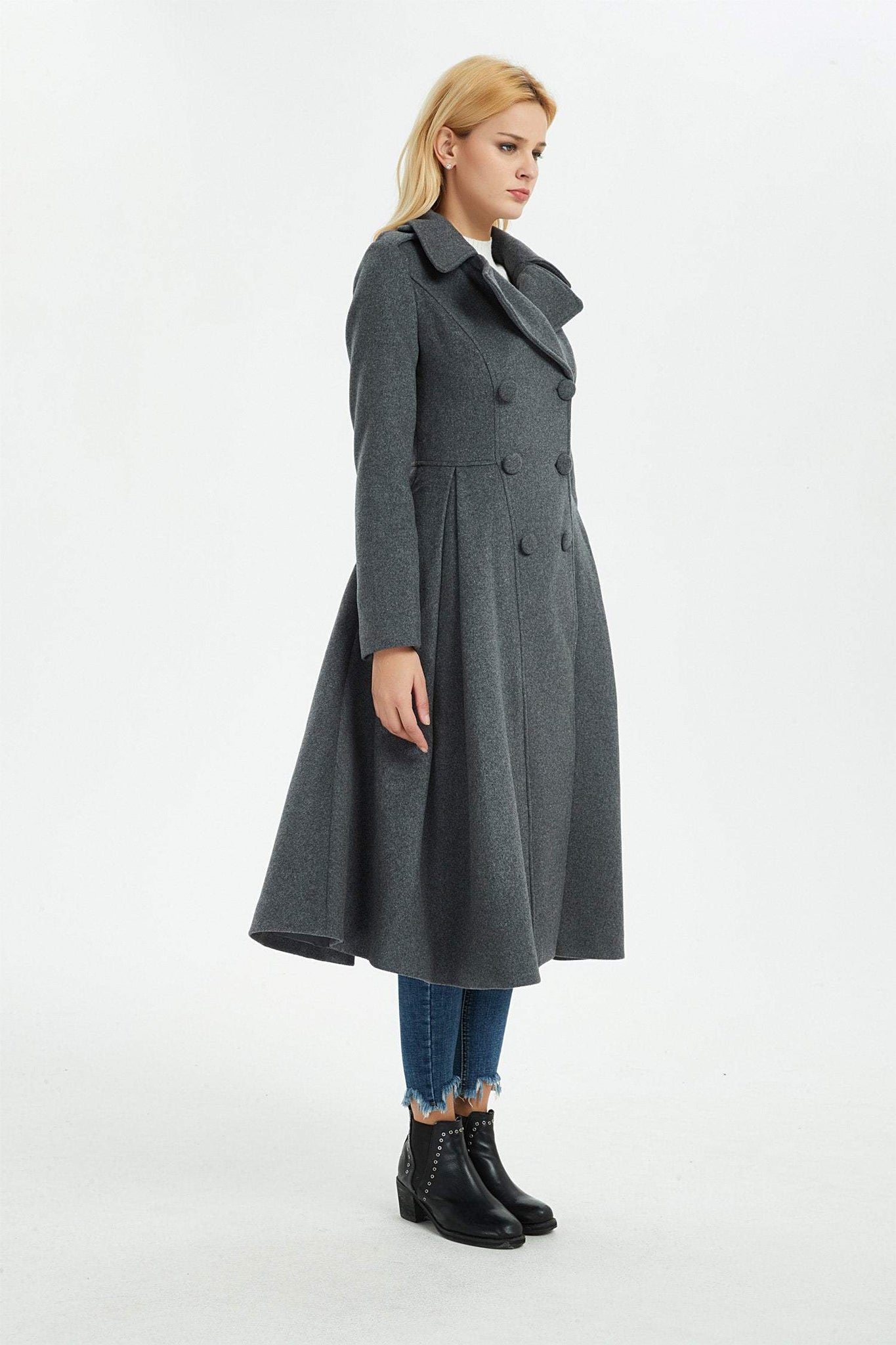 Double Breast Loose A-line Women Coat Winter Wool Coat Plus Size