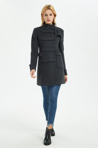 winter wool coat, gray warm wool coat, winter women coat, coat with pockets, warm wool coat, gray wool coat, wool coat women C1373
