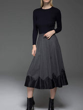 Load image into Gallery viewer, gray skirt, wool skirt, womens skirts, pleated skirt, winter skirt, long skirt, warm skirt, office skirt, gray wool skirt, work skirt C773
