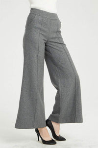 gray wool coat, womens pants, wide leg pants, wool causal pants, long pants, warm winter pants, palazzo pants, womens wool pants C1363