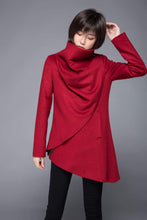 Load image into Gallery viewer, Asymmetrical coat, high collar coat C227
