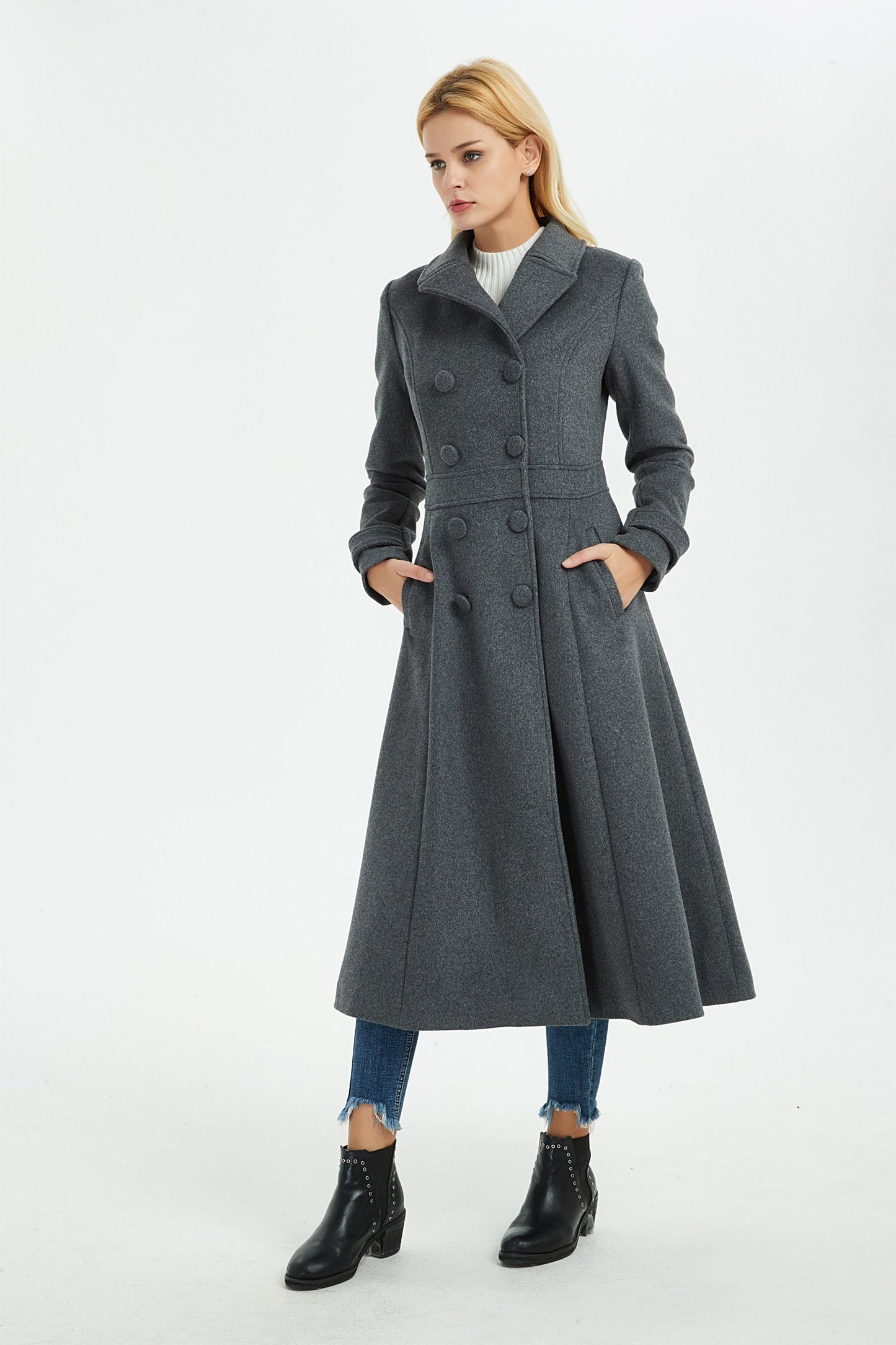 Gray winter wool coat, winter women coat, long gray wool coat, wool coat women, winter wool coat, warm coat, long warm coat C1369