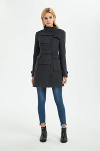 winter wool coat, gray warm wool coat, winter women coat, coat with pockets, warm wool coat, gray wool coat, wool coat women C1373