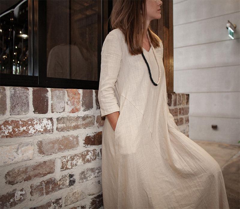 Casual linen maxi dress  C1374