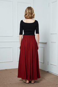 high wasit linen maxi skirt C1396