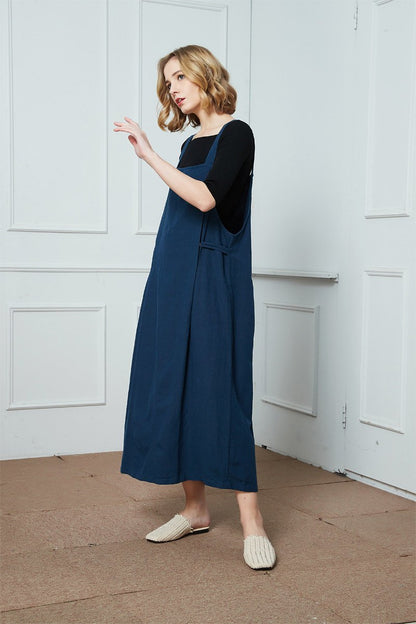 Linen Strap dress, Women Jumper Pinafore, linen dress for women, Plus Size Dress, Linen Jumper Dress, sleeveless dress, blue dress C1397