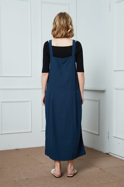 Linen Strap dress, Women Jumper Pinafore, linen dress for women, Plus Size Dress, Linen Jumper Dress, sleeveless dress, blue dress C1397