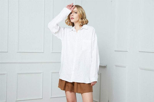 Linen shirt, white linen shirt, washed linen shirt, Linen shirt for women, oversized linen shirt, linen blouse with long sleeves C1390