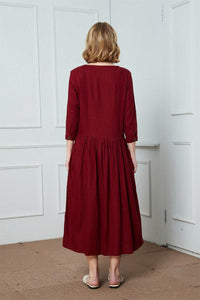 Linen Shirt-Dress/casual dress/Button Linen Shirt-Dress/ Red linen dress/Ylistyle dress