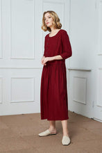 Load image into Gallery viewer, Linen Shirt-Dress/casual dress/Button Linen Shirt-Dress/ Red linen dress/Ylistyle dress

