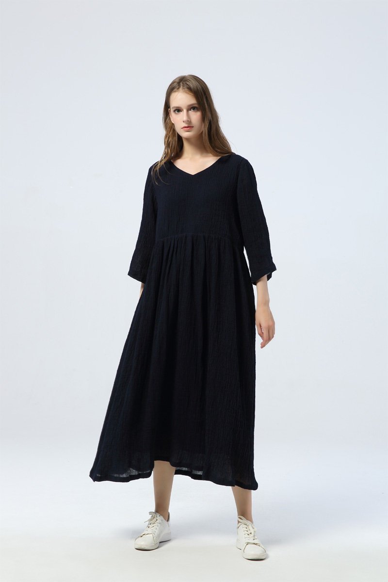 Oversized linen dress, Blue linen dress, maxi linen dress, womens dress, linen dress, linen casual dress, long linen dress C1345