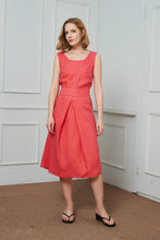 Load image into Gallery viewer, Linen dress, linen rose dress, midi dress, sleeveless dress, womens dresses
