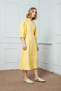 Linen Dress, Yellow Linen dress,  Midi Dress, Womens Dresses, Organic Linen Dress, Summer Dress C1409