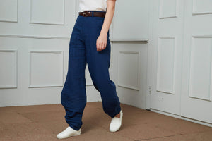 Linen Personalized pants, blue linen pants, womens linen pants, wide leg pants, linen casual pants