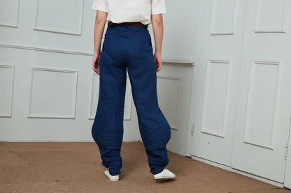 Linen Personalized pants, blue linen pants, womens linen pants, wide leg pants, linen casual pants