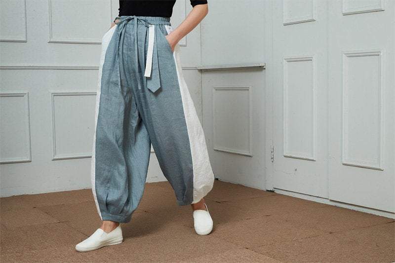 Oversize Linen Lantern Pants, Stylish Harem Pants for Women, Casual  Drawstring Elastic Waist Pants, Street Chic Sport Harem Pant C1460