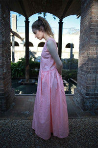 Pink dress, linen dress, pink linen dress, long linen dress, sleevelesss dress, womens dress, pockets dress, summer dress C1495