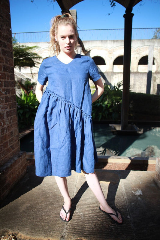 Tunic dress, mini linen dress, linen dress, oversized dress, womens dresses, simple linen dress, blue dress, summer dress C1489