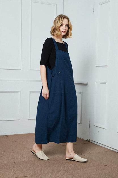 Linen Strap dress, Women Jumper Pinafore, linen dress for women, Plus Size Dress, Linen Jumper Dress, sleeveless dress, blue dress C1397