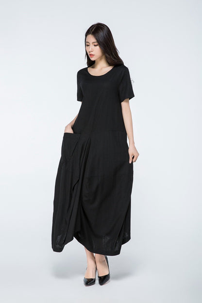 Linen dress, long linen dress, linen dress maxi, summer dress, linen dress women, black linen dress, casual dresses, oversized dress C1060