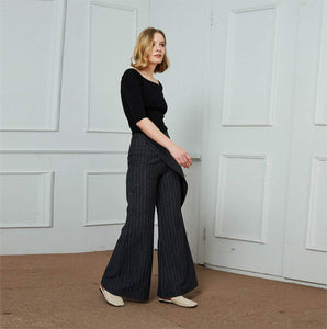 linen pants, stripe linen pants, long leg pants, width linen pants, fashion linen pants, handmade linen pants C1453